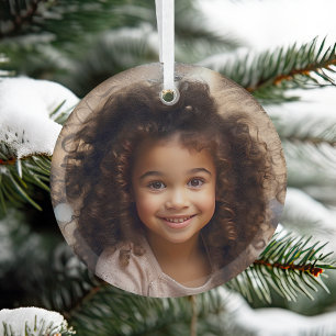 Kinderfoto Eenvoudige Kerstherinnering Glas Ornament