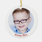 Kinderfoto Kerstversiering met naam Keramisch Ornament (Voorkant)