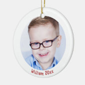 Kinderfoto Kerstversiering met naam Keramisch Ornament (Links)