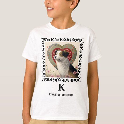 Kinderfoto Monogram & Naam Kinder Gepersonaliseerd T-shirt (Voorkant)