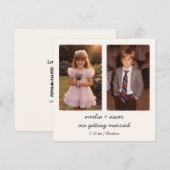 Kinderfoto QR-code Save the Date Vintage Kaart (Voorkant / Achterkant)
