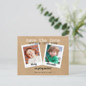 Kinderfoto's Bewaar de Datum Boho Rustiek Aankondigingskaart (Staand voorkant)