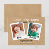 Kinderfoto's bewaren datum roestig boho aankondigingskaart (Voorkant / Achterkant)