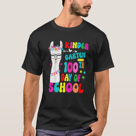 Kindergarten 100 Days Smarter No Prob Llama Teache T-shirt (Voorkant)