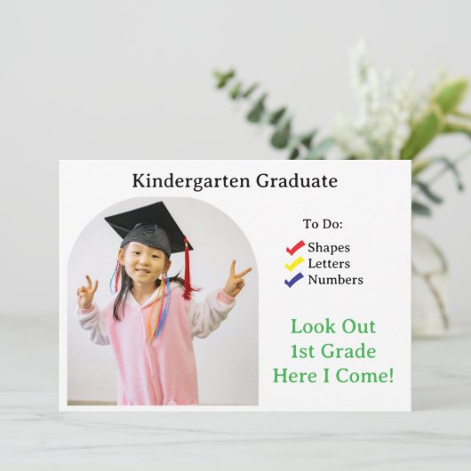 Kindergarten Afstuderen ABC 123 Uitnodiging (Staand voorkant)