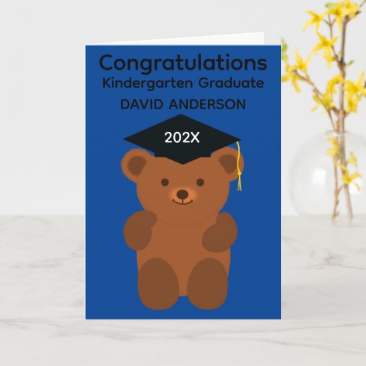 Kindergarten Afstuderen Beer #1 Kaart (Gele Bloem)