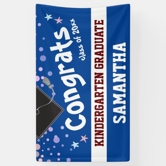 Kindergarten Afstuderen blue Confetti Foto Spandoek (Verticaal)