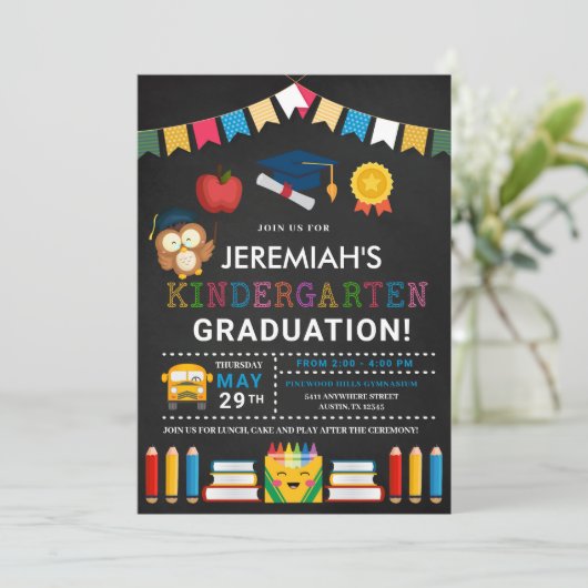 Kindergarten Afstuderen Chalkboard Kaart (Staand voorkant)