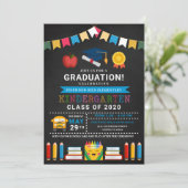 Kindergarten Afstuderen Chalkboard Kaart (Staand voorkant)