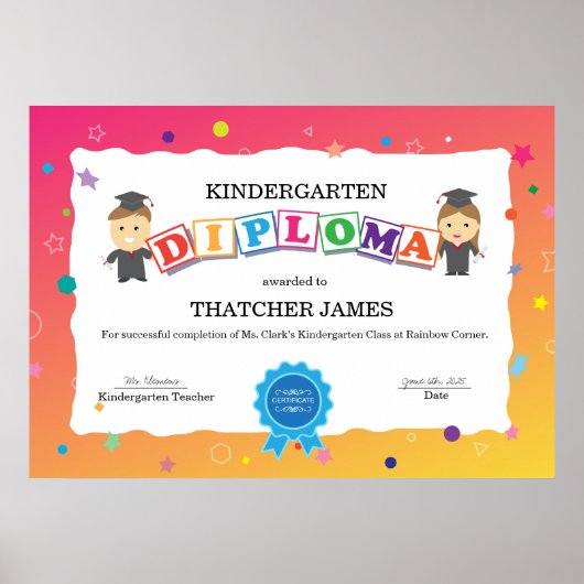 Kindergarten Afstuderen Diploma Poster (Voorkant)