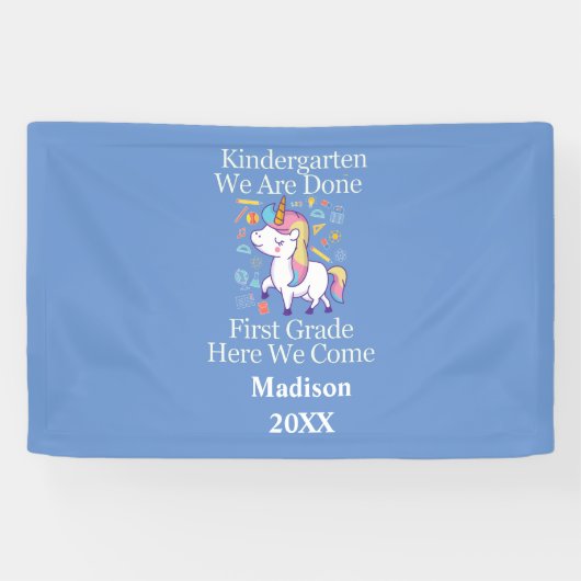 Kindergarten Afstuderen eerste graad Unicorn Spandoek (Horizontaal)