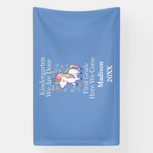 Kindergarten Afstuderen eerste graad Unicorn Spandoek (Verticaal)