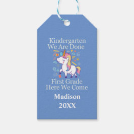 Kindergarten Afstuderen First Grade Unicorn Cadeaulabel