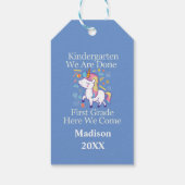 Kindergarten Afstuderen First Grade Unicorn Cadeaulabel (Achterkant)