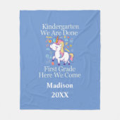 Kindergarten Afstuderen First Grade Unicorn Gift Fleece Deken (Voorkant)