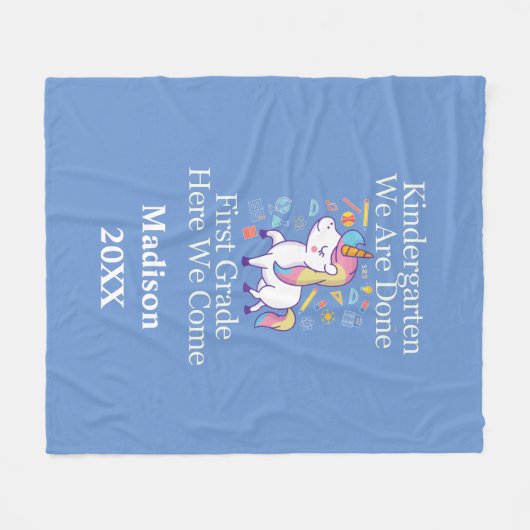 Kindergarten Afstuderen First Grade Unicorn Gift Fleece Deken (Voorkant (Horizontaal))