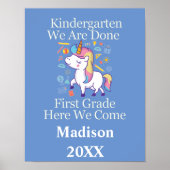 Kindergarten Afstuderen First Grade Unicorn Poster (Voorkant)