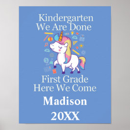 Kindergarten Afstuderen First Grade Unicorn Poster