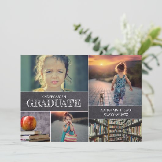 Kindergarten Afstuderen Foto Collage Aankondiging (Staand voorkant)
