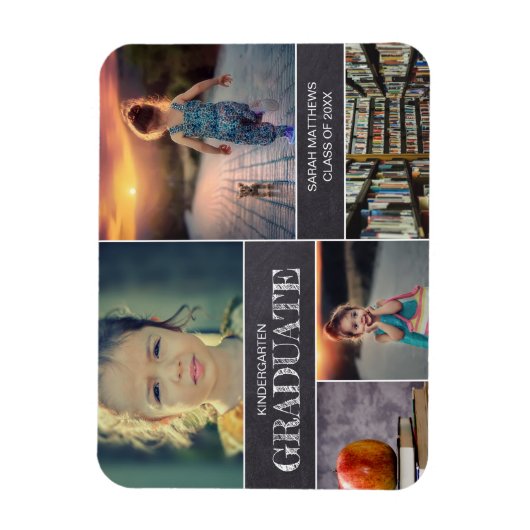 Kindergarten Afstuderen Foto Collage Aankondiging Magneet (Verticaal)