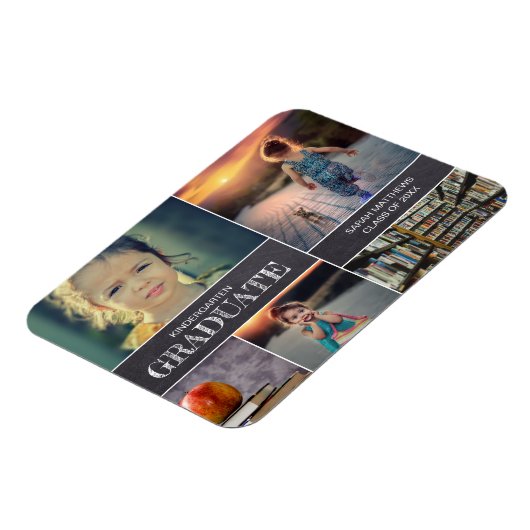 Kindergarten Afstuderen Foto Collage Aankondiging Magneet (Linkerzijde)