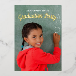 Kindergarten Afstuderen Foto Kinder Gold Folie Uitnodiging