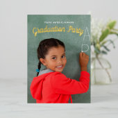 Kindergarten Afstuderen Foto Kinder Gold Folie Uitnodiging (Staand Voorkant)