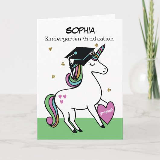 Kindergarten Afstuderen gefeliciteerd Unicorn Kaart (Voorkant)