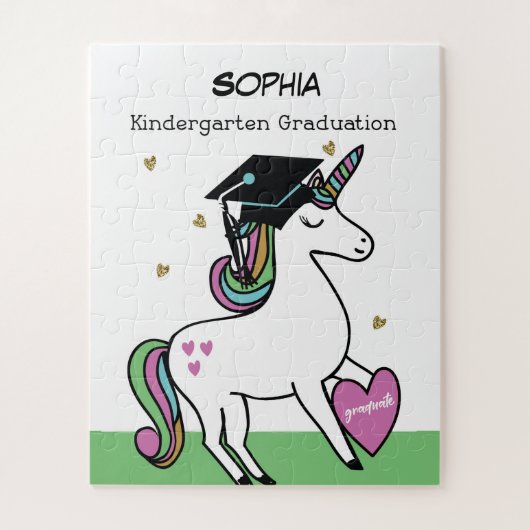 Kindergarten Afstuderen Gefeliciteerd Unicorn Legpuzzel (Verticaal)