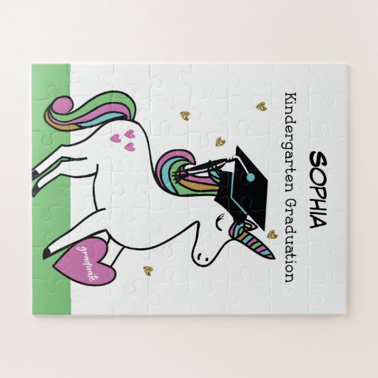Kindergarten Afstuderen Gefeliciteerd Unicorn Legpuzzel (Horizontaal)