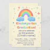 Kindergarten Afstuderen Invitation – Rainbow Theme Kaart (Voorkant / Achterkant)