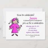 Kindergarten Afstuderen Invite-Girl, Roze Kaart (Voorkant)