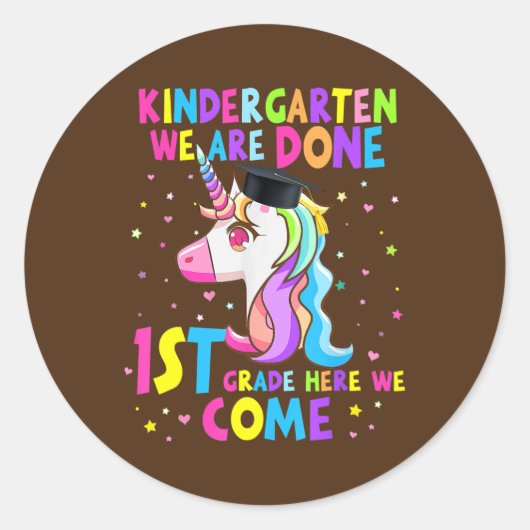 Kindergarten Afstuderen Magical Unicorn Boys Ronde Sticker (Voorkant)