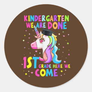 Kindergarten Afstuderen Magical Unicorn Boys Ronde Sticker