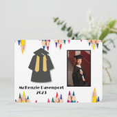 Kindergarten Afstuderen met gekleurde pennen Foto  Kaart (Staand voorkant)