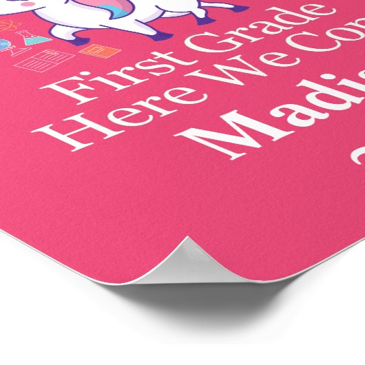 Kindergarten Afstuderen naar eerste graad Unicorn Poster (Hoek)