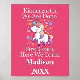 Kindergarten Afstuderen naar eerste graad Unicorn Poster