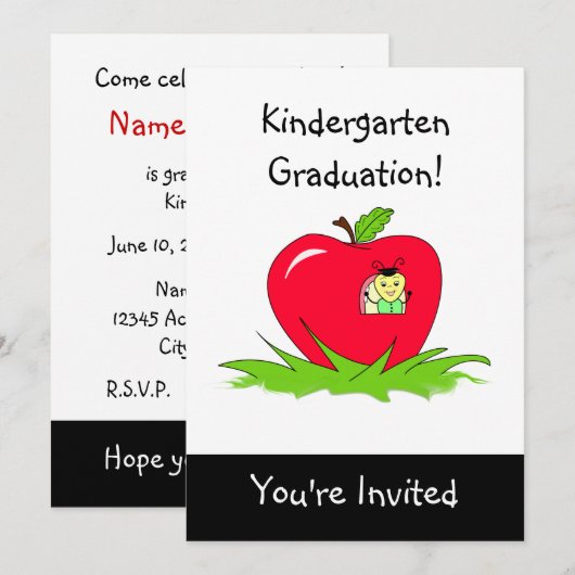 Kindergarten Afstuderen nodigt Apple uit Kaart (Voorkant / Achterkant)