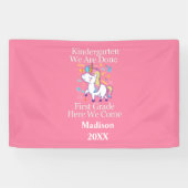 Kindergarten Afstuderen Pink Girly Unicorn Spandoek (Horizontaal)