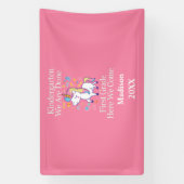 Kindergarten Afstuderen Pink Girly Unicorn Spandoek (Verticaal)