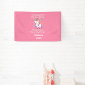 Kindergarten Afstuderen Pink Girly Unicorn Spandoek (Insitu)