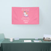Kindergarten Afstuderen Pink Girly Unicorn Spandoek (Beurs)