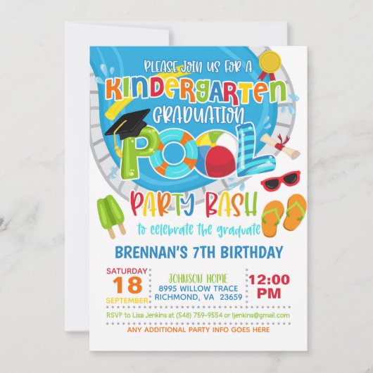 Kindergarten Afstuderen Pool Party - Boy W Kaart (Voorkant)
