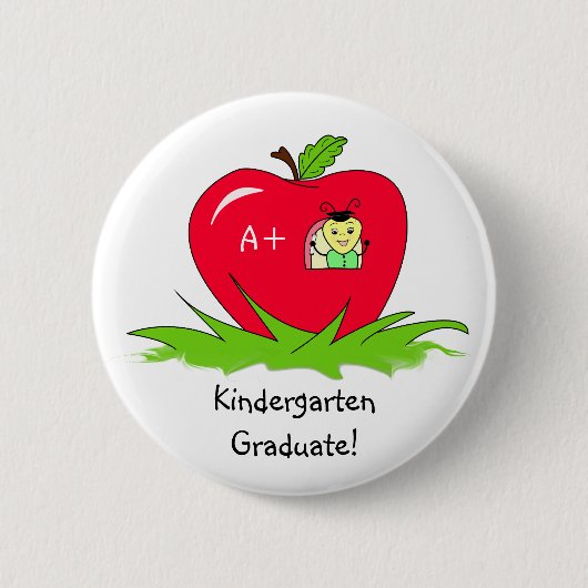 Kindergarten Afstuderen Red Apple Gefeliciteerd Ronde Button 5,7 Cm (Voorkant)