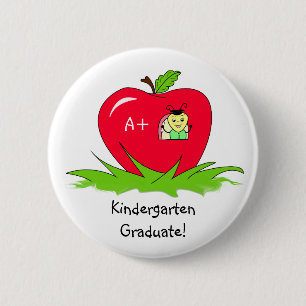 Kindergarten Afstuderen Red Apple Gefeliciteerd Ronde Button 5,7 Cm