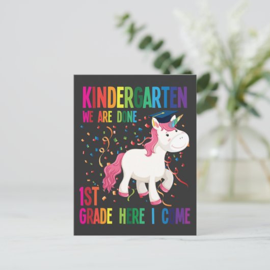 Kindergarten Afstuderen Surprise First Grade Kinde Briefkaart (Staand voorkant)
