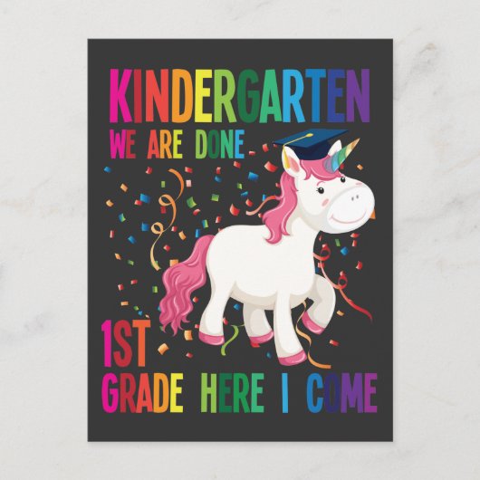 Kindergarten Afstuderen Surprise First Grade Kinde Briefkaart (Voorkant)