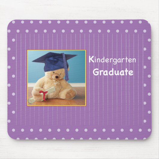 Kindergarten Afstuderen Teddy Bear op Paars Muismat (Voorkant)