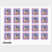 Kindergarten Afstuderen Teddy Bear op Paars Vierkante Sticker (Vel)