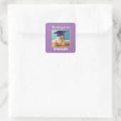 Kindergarten Afstuderen Teddy Bear op Paars Vierkante Sticker (Tas)